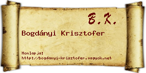 Bogdányi Krisztofer névjegykártya